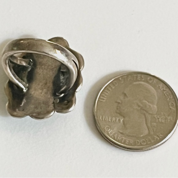 🦋🪺Vintage Navajo Sterling Silver Morenci Turquoise Ring size 6 1/4 - Picture 4 of 5